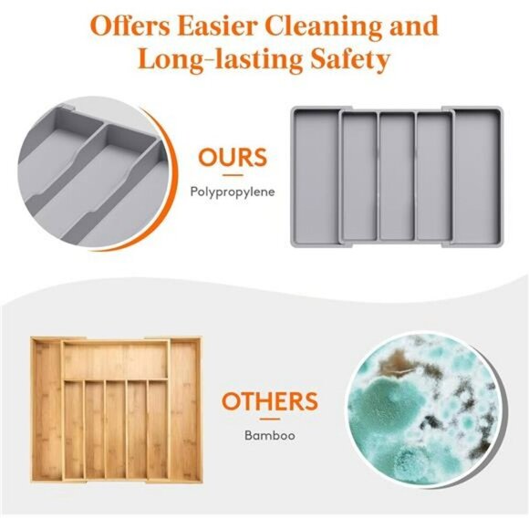 Utensil Organizer for Kitchen Drawers Expandable Cooking Utensil Tray Storage - Picture 5 of 7